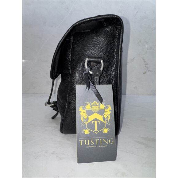 Tusting Clipper Small Black Leather Satchel Briefcase Handmade In England - Picture 3 of 12